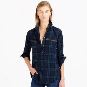 J.Crew Beaded Chevron Plaid Popover Shirt